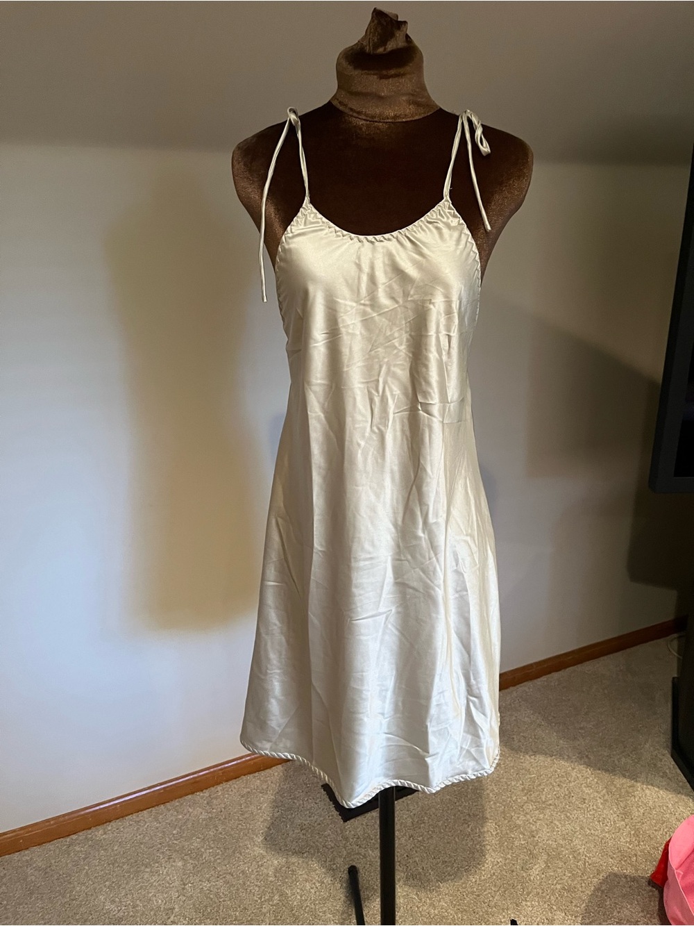 NWT Free People Mint Satin Slip Dress with Tie Straps